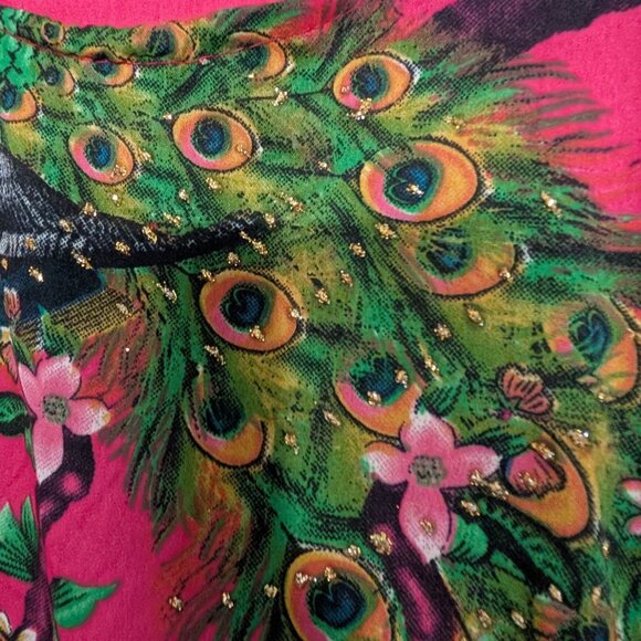 American Leisure Peacock Muumuu Womens Free Size Pink Lightweight Oversized - Picture 4 of 11